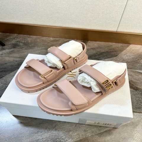 Dior 迪奧 Act皮革 爆款魔術貼雙搭扣金字母logo 涼鞋 沙灘鞋 37码
