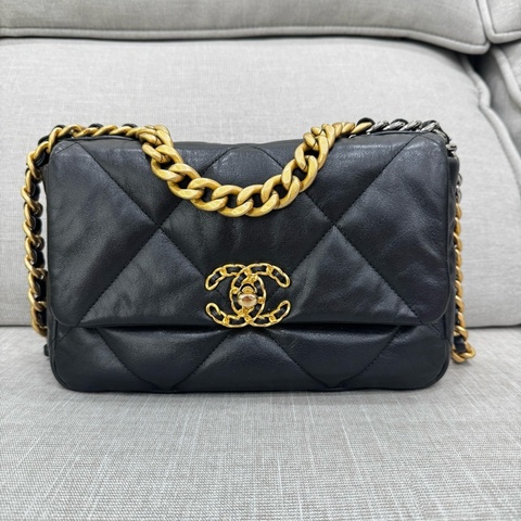 JK國際二手精品✨Chanel 19bag小號黑金