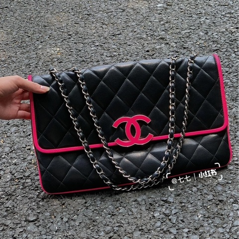 Chanel • 稀有Black Pink 黑拼粉色鏈條包 🈶保卡
