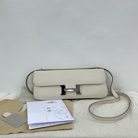 Hermes愛馬仕constance elan，10號奶昔白，銀扣，W刻，epsom皮 copy購證
