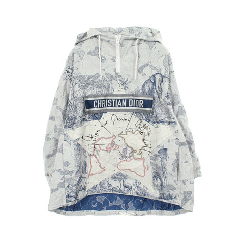 Dior Around the World 連帽風衣 其他外套 047C10A2863 聚酯纖維 灰色 海軍藍 二手 男款