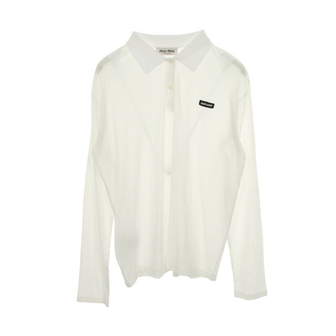 Miu Miu 長袖 Polo 衫，純棉白色，二手女款