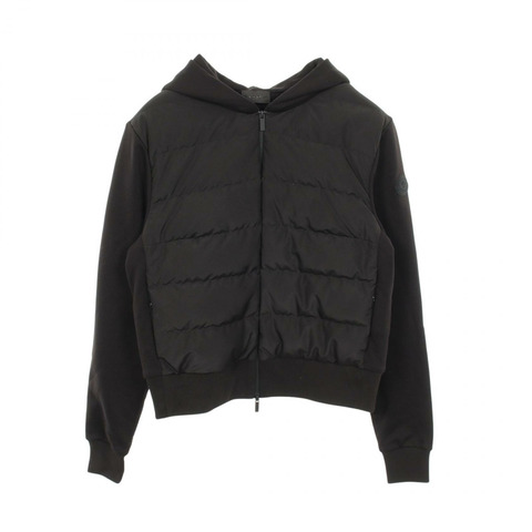 MONCLER 連帽羽絨衣外套，棉滌混紡，黑色，女款 S 碼