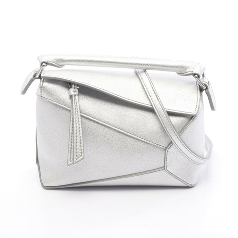 LOEWE Puzzle 迷你單肩手提包 A510P88X431160 皮革 銀色 新款 女士