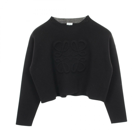 LOEWE Anagram 短針織羊毛衫 黑色 #XS 二手女裝