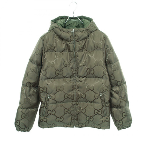 GUCCI Jumbo GG 連帽羽絨外套 698710 尼龍卡其色 二手 男款 #44