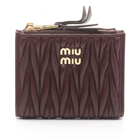 Miu Miu MATELASSE 雙折錢包 5ML024AFPPF0007 皮革 波爾多紅 新款 女士