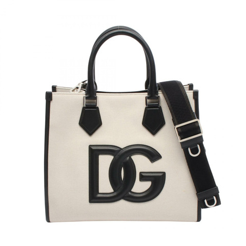 DOLCE & GABBANA DG logo 手提單肩包 BM2012AY9968S469 帆布皮革 米色