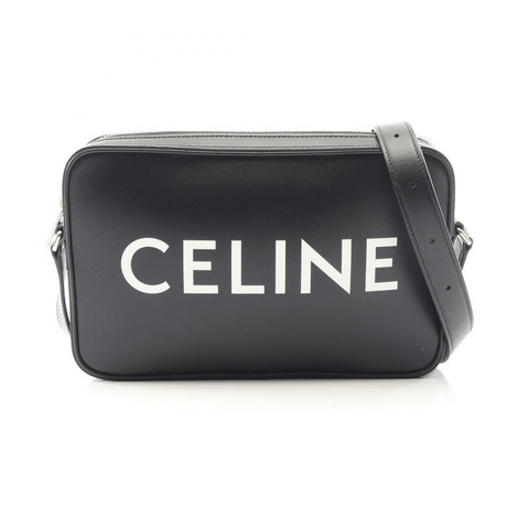 CELINE 中型 Logp 斜背包單肩包 194502CIM 黑色皮革 二手