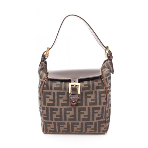 FENDI Zucca 手提包 15214 帆布皮革棕色 二手 女士