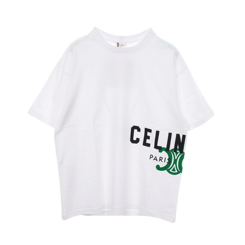 CELINE Triomphe 標誌印花T卹 RX0HV1242GJL3L 純棉 白色 #L 全新 男款