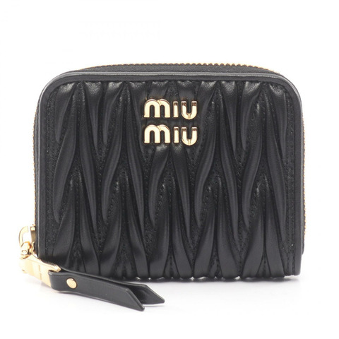 Miu Miu MATELASSE'MIU Matelasse 零錢包，黑色真皮，全新女士款，附金扣