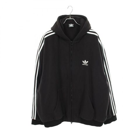 BALENCIAGA BALENCIAGA × adidas 抓絨連帽衫 725313 聚酯纖維 黑色 白色 二手 男款