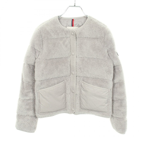 MONCLER FLOYRAC Boa 無領羽絨外套 #00 1A00022 聚酯纖維 灰色 二手 女款