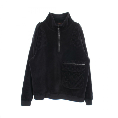 路易威登 Monogram 壓花半拉鍊外套 RM191 JZA HGY82W 棉質黑色 L 碼