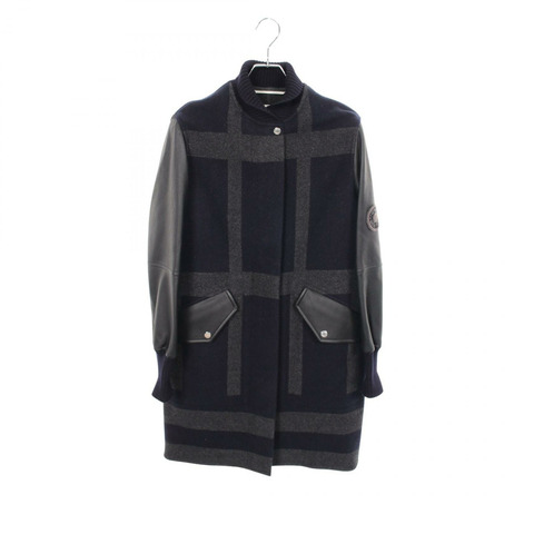 愛馬仕 Varsity Blouson 其他外套 羊絨 皮革 海軍藍 灰色 黑色 二手 女款