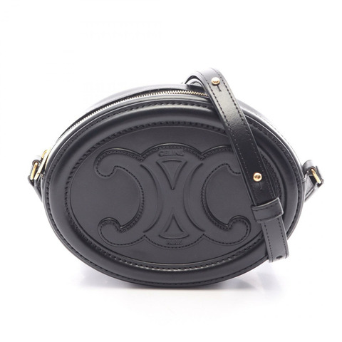 CELINE Triomphe 橢圓形手提包 Cuir 單肩斜背包 10I703DPQ 皮革 BK 二手