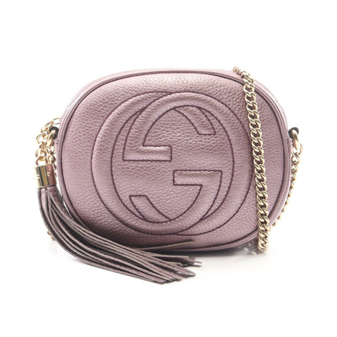 GUCCI Soho 流蘇金屬鏈單肩斜背包 353965 AH90G 紫色 二手