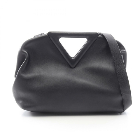 BOTTEGA VENETA Point Medium 2WAY Shoulder Bag 652446 Leather Black Used Women