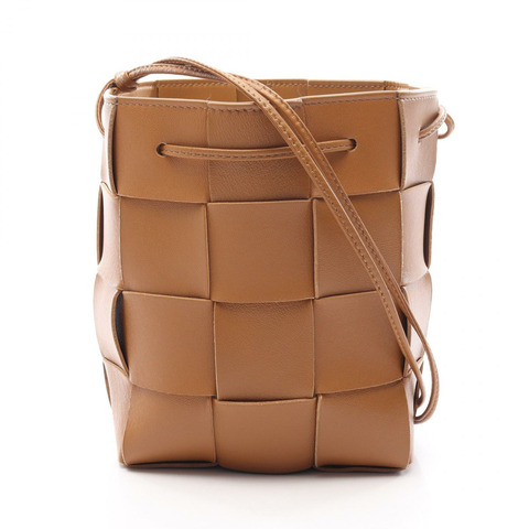 BOTTEGA VENETA 小號卡帶水桶肩包 680218 皮革 棕色 二手 BV