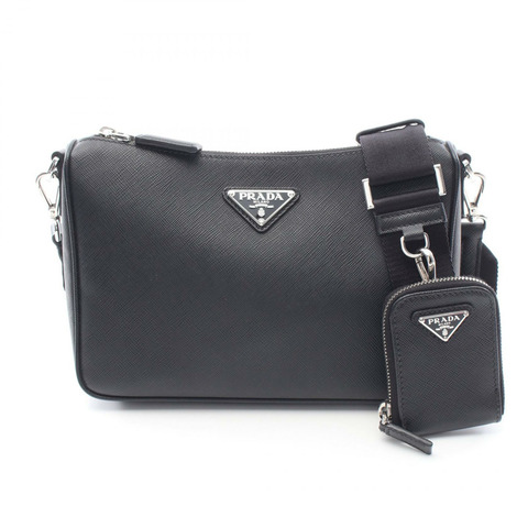PRADA SAFFIANO TRAVEL 斜背包肩背包 2VH113 黑色皮革 二手 男女通用
