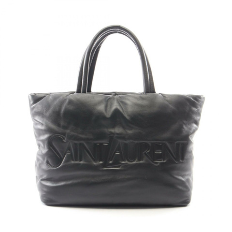 SAINT LAURENT PARIS 寬版羽絨托特包 756269 黑色皮革 二手 男士