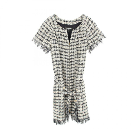 香奈兒 (CHANEL) 繫帶斜紋軟呢短袖連身裙 42P57922V43827 棉 二手 #42 CC