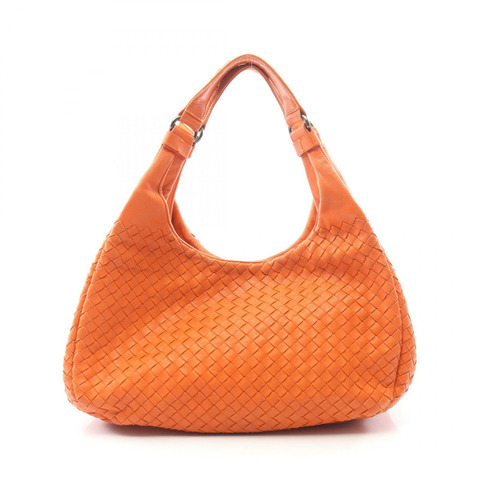 BOTTEGA VENETA 中 Campana Intrecciato 單肩手提包 皮革 橙色 二手
