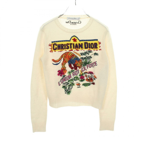 Christian Dior 印度虎紋針織衫 344S57TM152 羊絨米色多色二手女款