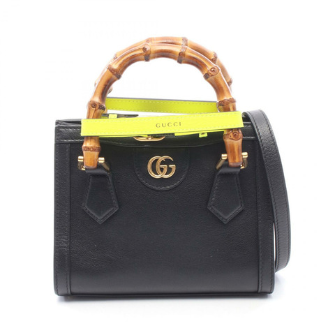 GUCCI Diana Mini GG Marmont 單肩斜背包 655661 黑色皮革 二手