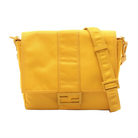 FENDI Baguette 斜背包單肩包 7VA537 尼龍皮革 黃色 二手