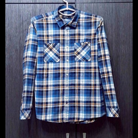 絕版BURBERRY 博柏利 BLACK LABEL 黑標 戰馬 男馬德拉斯格紋法蘭絨長袖襯衫2號