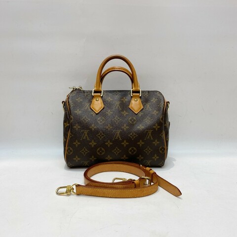 LV路易威登Speedy25老花肩带款斜挎包25*20*15