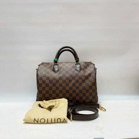 LV 路易威登Speedy30棕棋盘格可调节肩带款手提斜挎包30*21*17