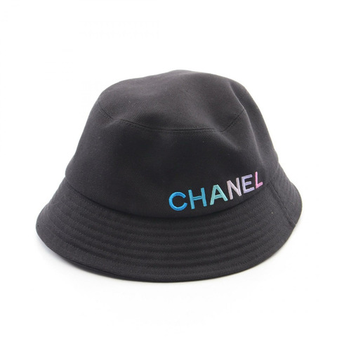 香奈兒 (CHANEL) Logo 刺繡漁夫帽 60cm AA9703B15084 棉 黑色 二手 女款