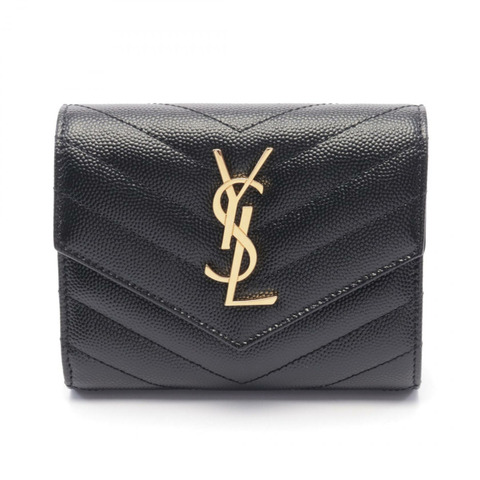 SAINT LAURENT PARIS Monogram Saint Laurent 三折皮夾 403943BOW011000 黑色真皮 全新 女士