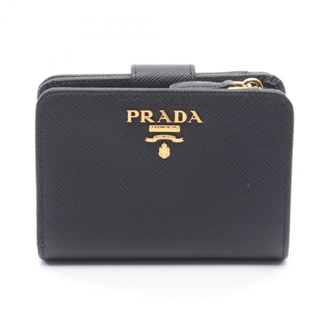 PRADA SAFFIANO METAL 雙折皮夾 1ML018QWAF0002 Saffiano 皮革 黑色 全新 女士