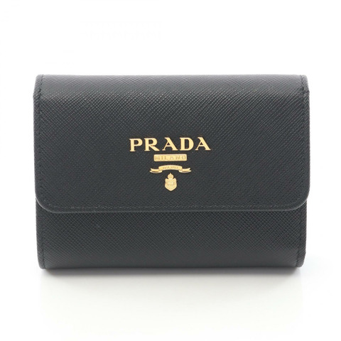 PRADA SAFFIANO METAL 三折皮夾 1MH025QWAF0002 Saffiano 皮革 黑色 全新 女士