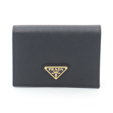 PRADA SAFFIANO TRIANG 雙折皮夾 1MV021QHHF0002 Saffiano 皮革黑色全新女式