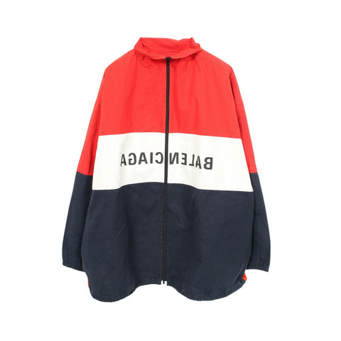 BALENCIAGA 反向Logo拉鍊夾克 其他外套 725312 棉 紅色 海軍藍 白色 二手 男士