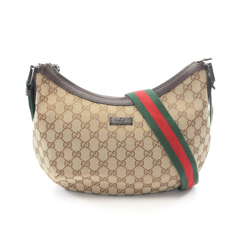 GUCCI GG帆布肩斜背包 181092 皮革 米色 棕色 二手 女士