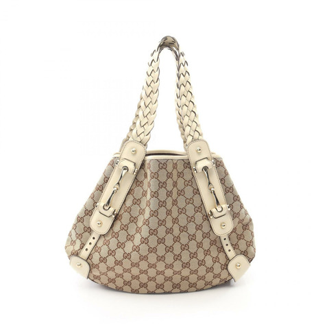 GUCCI GG帆布肩背包 162900 帆布皮革 米色 二手 女士