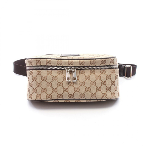 GUCCI GG帆布腰包 630915 帆布皮革 米色 棕色 二手 男女通用