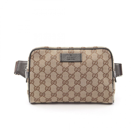GUCCI GG帆布腰包/臀包 449174 帆布皮革 米色 棕色 二手 男女通用