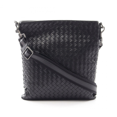 BOTTEGA VENETA Intrecciato 黑色真皮單肩包（二手女款）