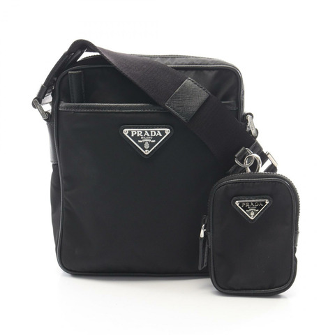 PRADA Re-Nylon 斜背單肩包 2VH112 Saffiano 皮革 黑色 二手 男女通用