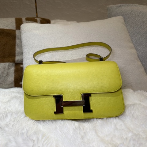 Hermes/ Constance 24/ 檸檬黃銀扣/ 匡R
