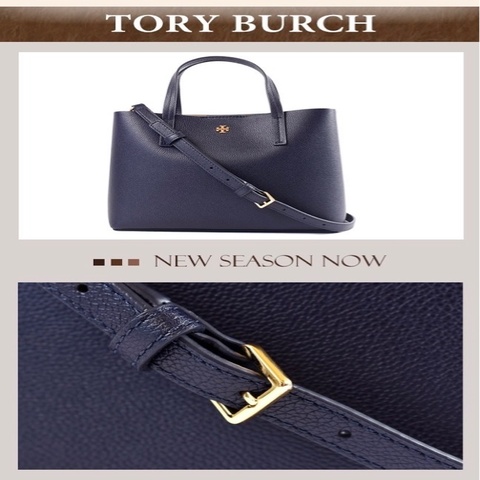 TORY BURCH BLAKE 荔枝紋手提/斜背二用托特包-海軍藍/小