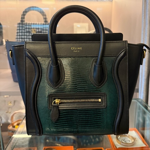 Celine Nano Luggage Lizard 拼接笑臉蜥蜴包 *