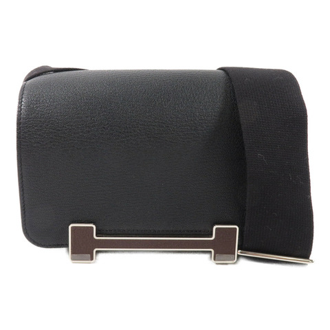 HERMES Chevre皮革Geta Bicolor肩背袋Noir
